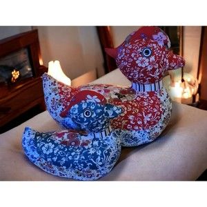 Mr. Fabric, Mandarin Duck, Floral Patchwork, Set Of 2, Rare, Stitch Work